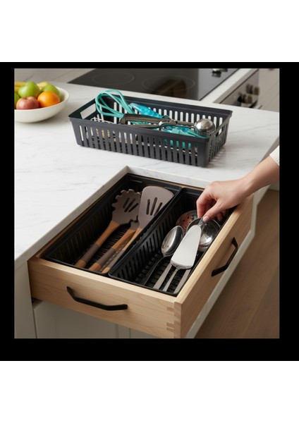 3 Adet Çekmece Içi Bıçaklık & Kaşıklık Organizer Antrasit fiyatları