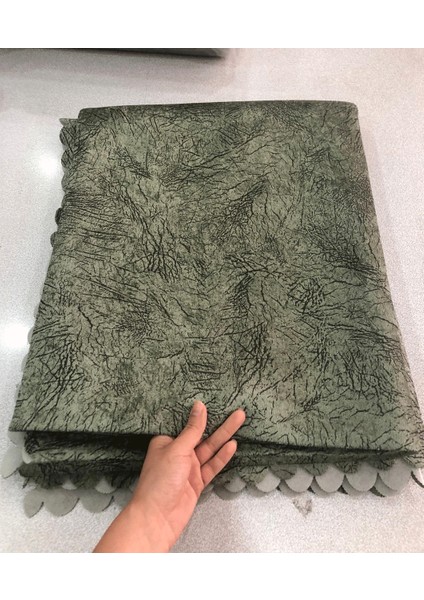 Koltuk Çekyat Örtüsü Haki Damar Desenli Kaymaz Taban Süngerli Üst Kumaş Kadife