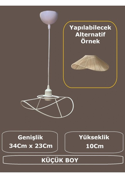Yaprak Avize Teli , Iskeleti (Küçük Boy 34X23 Cm) Beyaz Statik Boyalı (Duy Takımı Dahil)