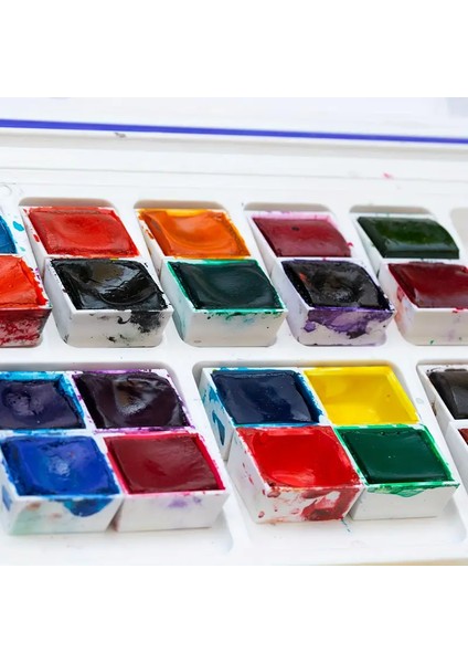 Art Tone 5 Adet Suluboya Yarım Tablet Tava, Beyaz Plastik, Boş Suluboya Boya Kutusu, Seyahat Kutuları fırsatları