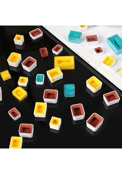 Art Tone 5 Adet Suluboya Yarım Tablet Tava, Beyaz Plastik, Boş Suluboya Boya Kutusu, Seyahat Kutuları indirimleri