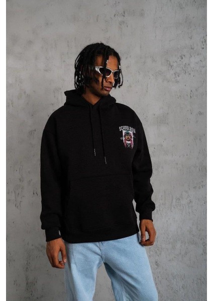 Erkek School Boy Baskılı Kapüşonlu Sweat - Siyah fiyatları