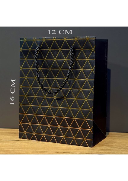 Mini Boy Siyah Gold Yaldızlı Karton Çanta