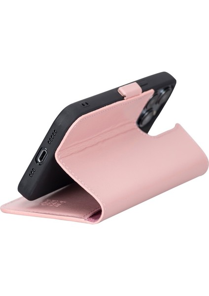 Apple iPhone 13 Pro Uyumlu Deri Cüzdanlı Kılıf Toz Pembe indirimleri