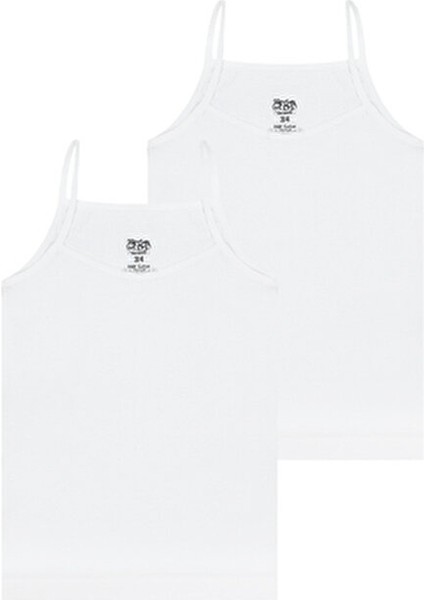 Kız Çocuk Beyaz Atlet Nefes Alabilir Örme Kumaş 2'li Set Günlük Kullanım modelleri