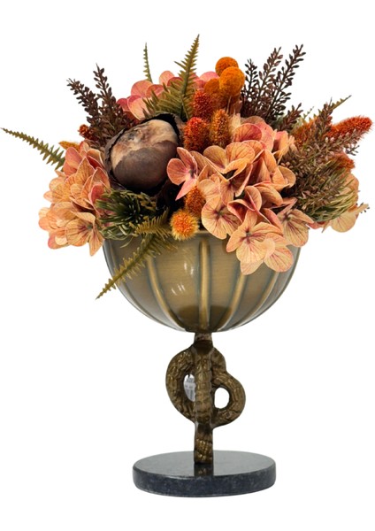 Eskitme Düğüm Saksılı Turuncu Çiçek Aranjman fiyatları