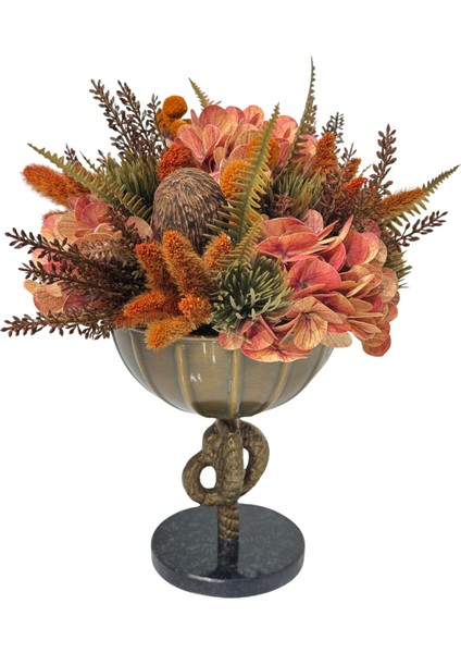 Eskitme Düğüm Saksılı Turuncu Çiçek Aranjman modelleri