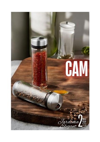 Cam Tuzluk Baharatlık 2 Adet Jardenia Elegant