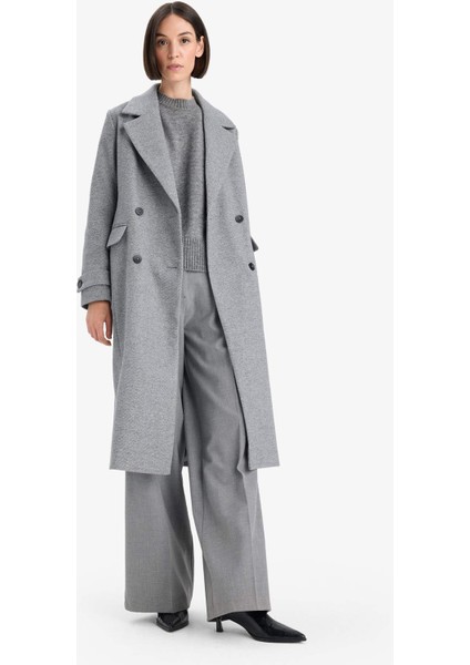 Regular Fit Düğmeli Kaşe Uzun Kaban F1215AX25WN