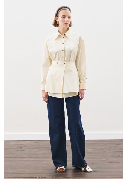 Bağlama Aksesuarlı Gömlek Tereyağı modelleri