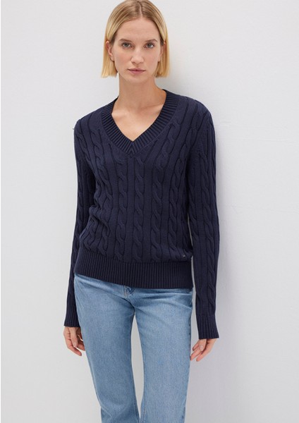 Ipek Karışımlı V Yaka Lacivert Kazak 1710720-89101 fiyatları