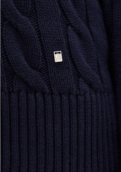 Ipek Karışımlı V Yaka Lacivert Kazak 1710720-89101