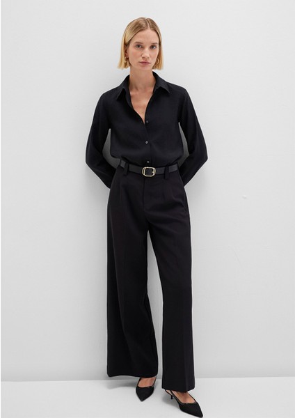 Tencel Tm Liyosel Karışımlı Siyah Gömlek 1211374-900 fiyatları