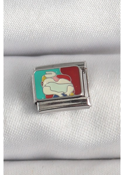 316L Çelik Gümüş Renk Renkli Portre Model Nomination Charm - TJ-BC1387