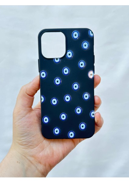 iPhone 12 ve 12 Pro Uyumlu Nazar Boncuk Desenli Silikon Darbe Emici Klasik Korumalı Rubber KILIF277 fiyatları