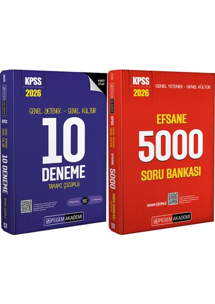 2026 Kpss Efsane 5000 Tamamı Çözümlü Soru Bankası - Kpss Genel Yetenek Genel Kültür 10 Deneme
