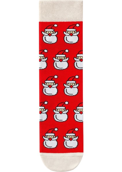 Yılbaşı Temalı Noel Baba ve Kurabiye Desenli 4’lü Yılbaşı Çorap Seti