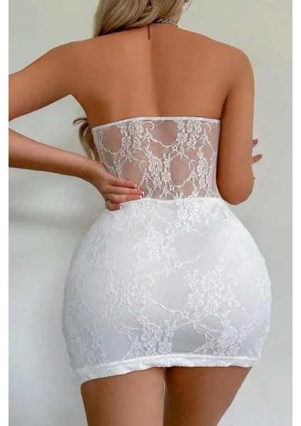 Beyaz Dantel İşlemeli Göğüs Dekolteli Seksi 5081 fırsatları