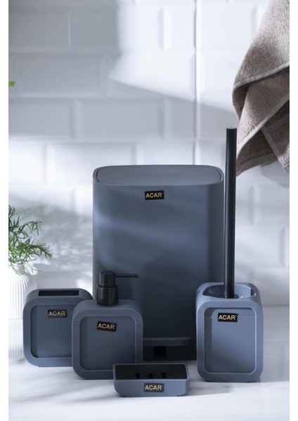 Astorıa Gri Kare 5 Parça Banyo Seti