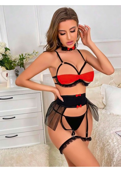 Kadın Siyah Tül Detaylı Göğüs Bandlı Fantezi Kostüm 2049 fırsatları