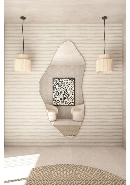 Belgrad Ahşap Çerçeveli Asimetrik Büyük Duvar Aynası – Estetik Tasarım, Dekoratif ve Şık Özel Tasarım Ayna indirimleri