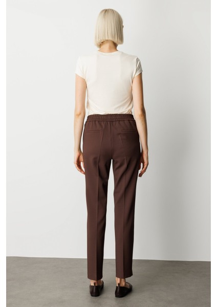 Kadın Beli Lastikli Bol Paça Pantolon 5035 Kahverengi fırsatları