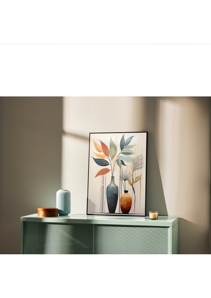 Rosa Art Çerçevesiz Poster Vazo ve Bitki Temalı Dijital Baskı Poster, Ev, Ofis, Salon Dekorasyo, Çerçeve Için Poster