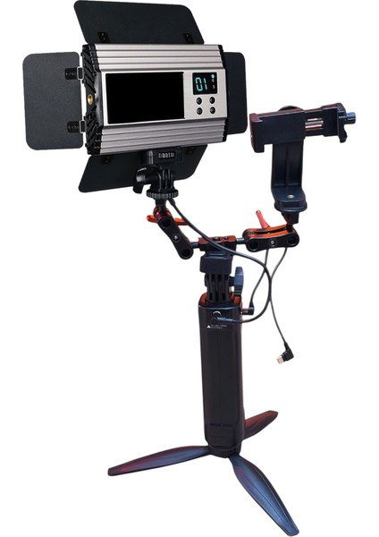 CF-150C Rgb Telefon Vlog Seti + El Tipi Powerbank Tripod Batarya modelleri