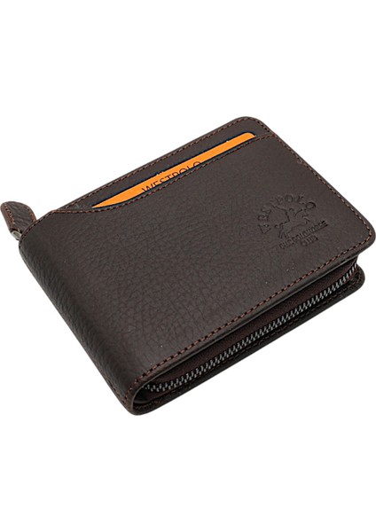Hakiki Eskitme Deri Kağıt Para ve Bol Kart Bölmeli Patlı Unisex Cüzdan - Kahverengi fiyatları