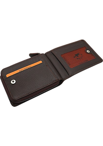 Hakiki Eskitme Deri Kağıt Para ve Bol Kart Bölmeli Patlı Unisex Cüzdan - Kahverengi indirimleri