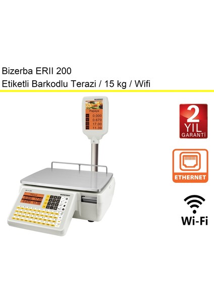 Erıı 200 Etiketli Barkodlu Terazi 15 kg Wifi