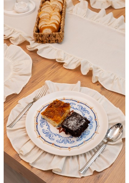 Rufle | 7 Parça Fırfırlı Sofra Sunum Seti 40 x 110 fiyatları