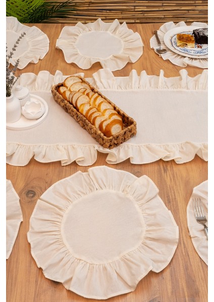 Rufle | 7 Parça Fırfırlı Sofra Sunum Seti 40 x 110