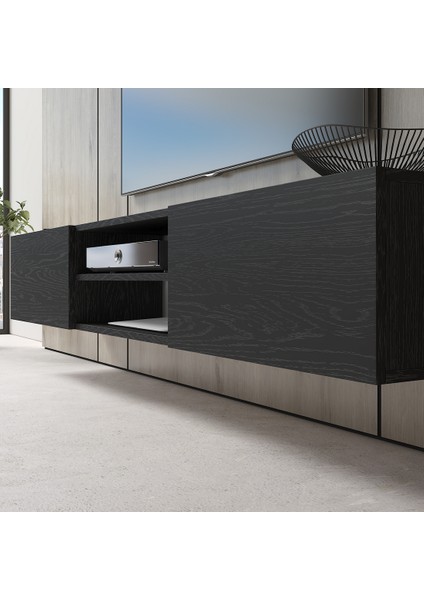 Hunerika Dinova 2 Kapaklı Tv Ünitesi-Wood Siyah-Minifiks Bağlantılı modelleri