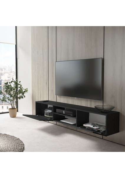 Hunerika Dinova 2 Kapaklı Tv Ünitesi-Wood Siyah-Minifiks Bağlantılı fırsatları