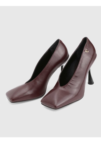 Wine Hakiki Deri Bordo Kadın Topuklu Ayakkabı fiyatları