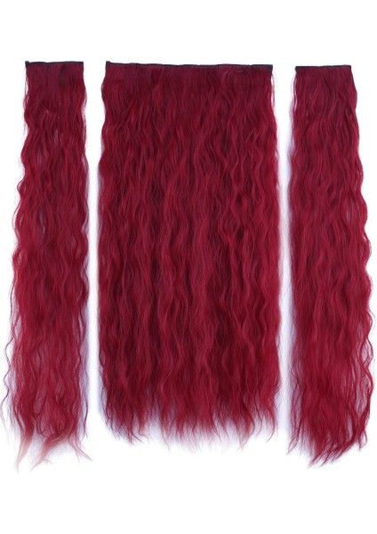 Fiber Sentetik Kabarık Dalgalı Yarım Ay + 2 Yan Çıt Çıt / Kızıl fiyatları