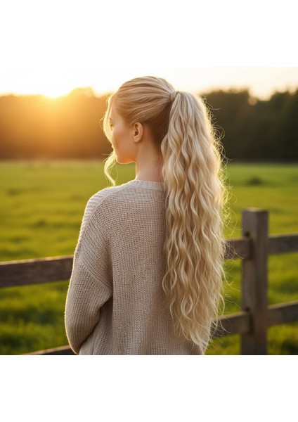 Bağlamalı Kabarık Dalgalı At Kuyruğu / Kumral Beyaz Platin Röfleli