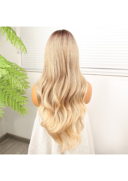 Kumral Platin Ombreli Fiber Sentetik Hafif Dalgalı Tül Peruk fırsatları