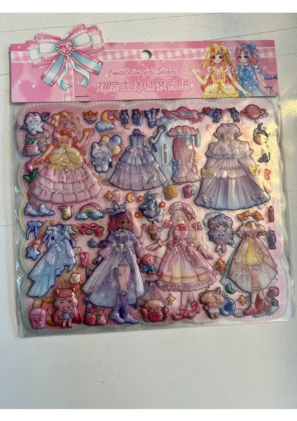 Sticker Prenses Elbise Giydirme Etkinlik Oyunu 2 Kartela Birden Model2