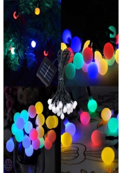 50 Ledli Solar Canlı Renkli Toplar Bahçe Aydınlatma Dekorasyon Güneşenerji Mod Seçenekli