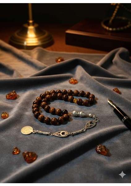 Doğal Çin Armut Ağacı Tesbih - 8 mm Küre Kesim