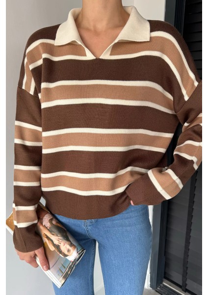 Kadın Çizgili Triko Kazak P-00019020