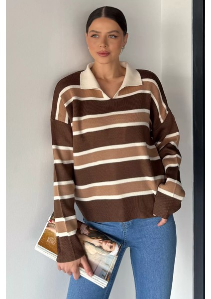 Kadın Çizgili Triko Kazak P-00019020 fiyatları