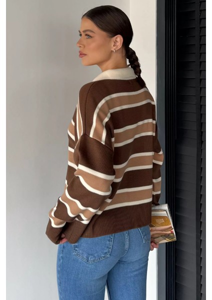 Kadın Çizgili Triko Kazak P-00019020 fırsatları