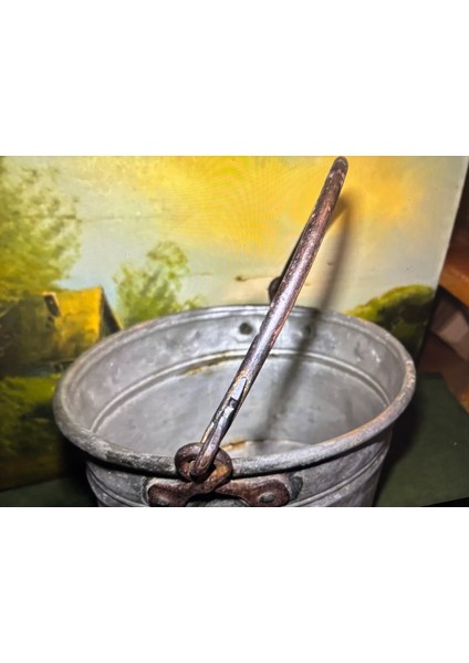 27 cm Çapında 20 cm Yüksekliğinde Antika Büyük Boy Bakır Bakraç - Helke