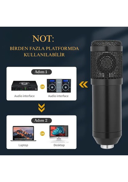 Profesyonel Kondansatör Mikrofon Seti Ayarlanabilir Stand USB Pc Bağlantılı Youtube Karaoke Podcast modelleri