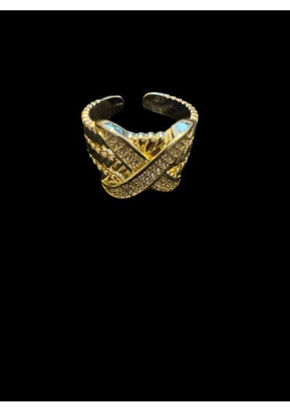 Çelik Gold Ayarlanabilir Dokulu Çapraz x Model Yüzük fırsatları