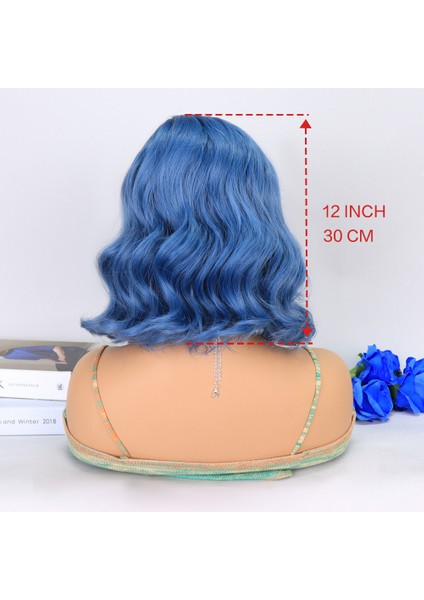 Açık Parlement Mavisi Yan Tül Peruk indirimleri