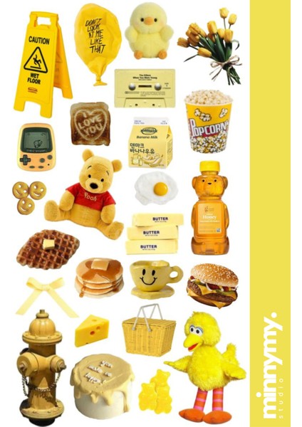 Yellow Collection Sticker, Çıkartma, Ajanda, Günlük, Planlayıcı, Bullet Journal ,scrapbook